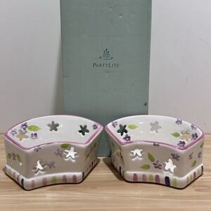 Partylite Lilac Meadows Tealight Holders P7333 Ceramic Candle Holders Bloomcore